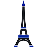 Symbole Tour Eiffel en bleu et blanc